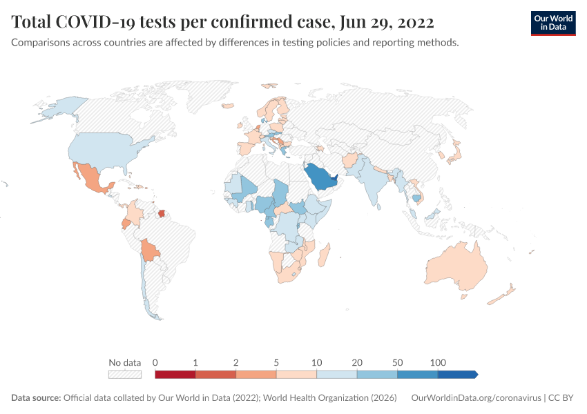 A thumbnail of the "Total COVID-19 tests per confirmed case" chart