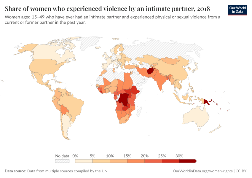 A thumbnail of the "Share of women who experienced violence by an intimate partner" chart